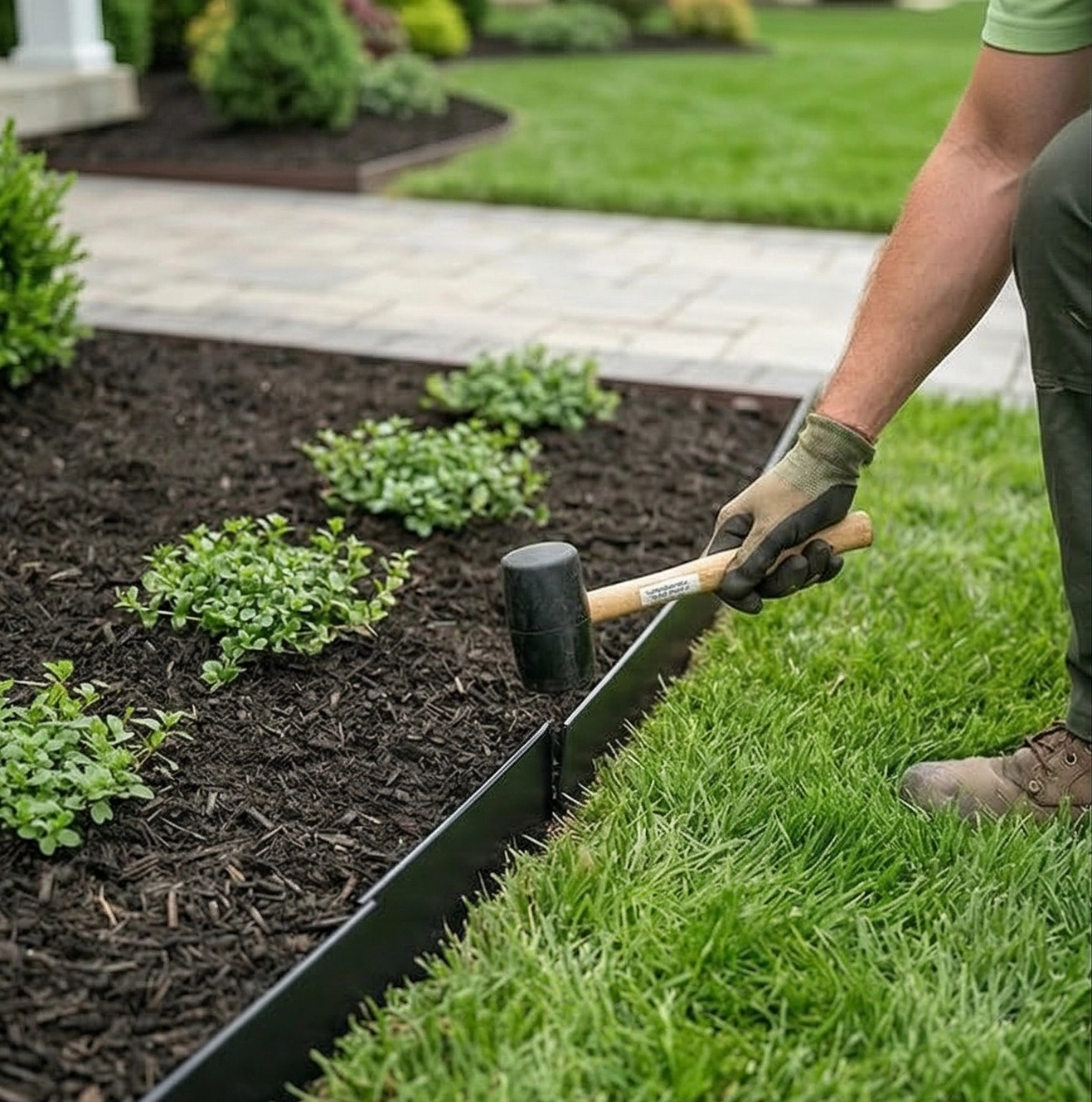 Wide view of completed landscaping project